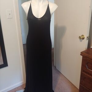 LOFT soft& flattering black strappy maxi dress